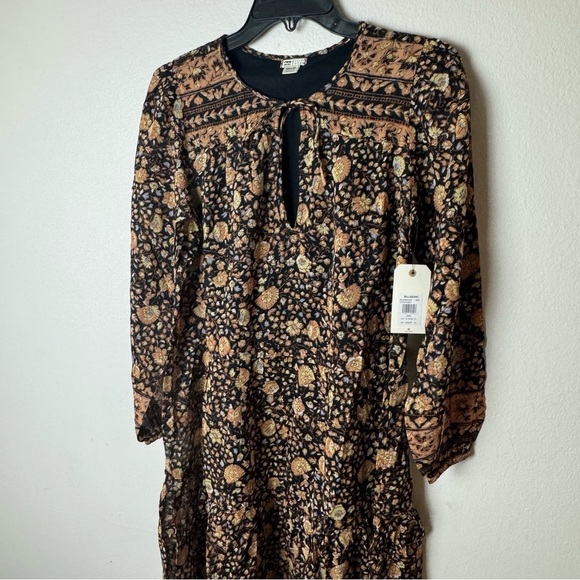 Billabong Stormy Night Fall Floral Boho Midi Cotton Gauze Floaty Long Sleeve - Picture 5 of 11